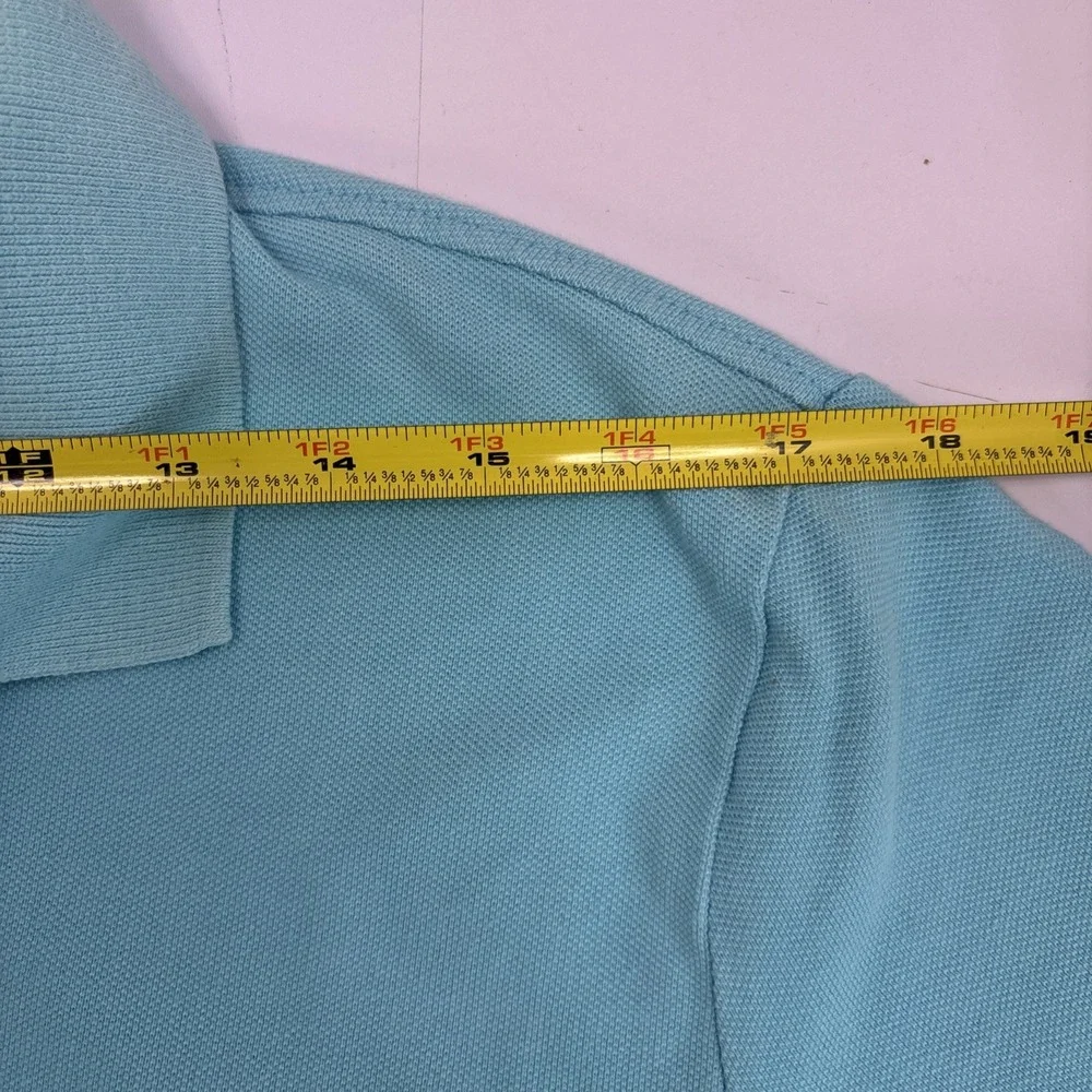 Ralph Lauren Polo Shirt Mens Large Blue Slim Fit Pink Pony Short Sleeve‎